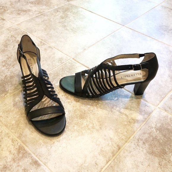Ellen Tracy Miles leather open toe heels s… - Picture 1 of 15
